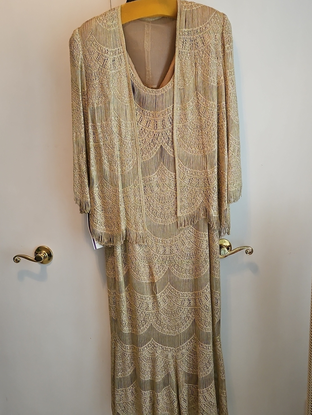 Beaded Cream Evening Dress with Matching Jacket